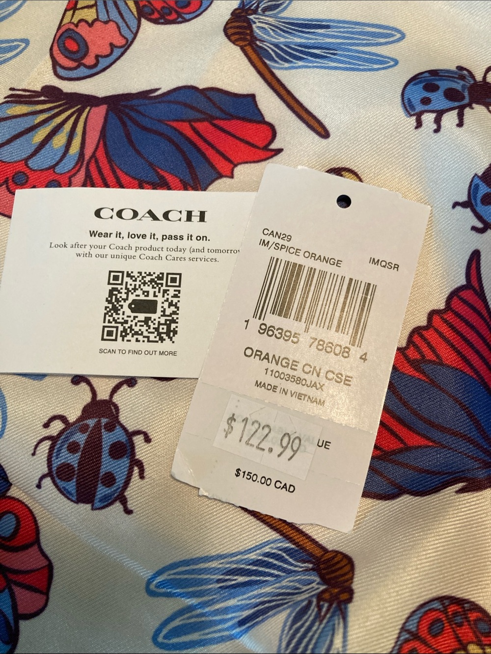 Coach Orange Round Leather Coin Pouch with Gold Logo - Picture 5 of 8